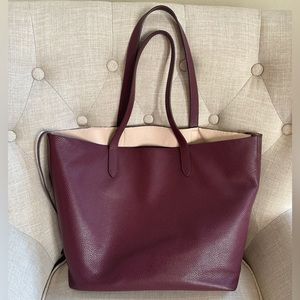 Cuyana Classic Easy Structured Leather Tote, Pebbled Leather, Merlot/Blush